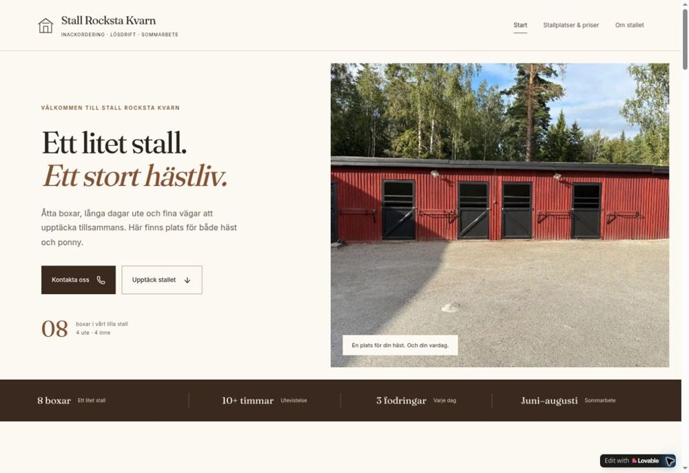 Skärmdump av Stall Rocksta Kvarn