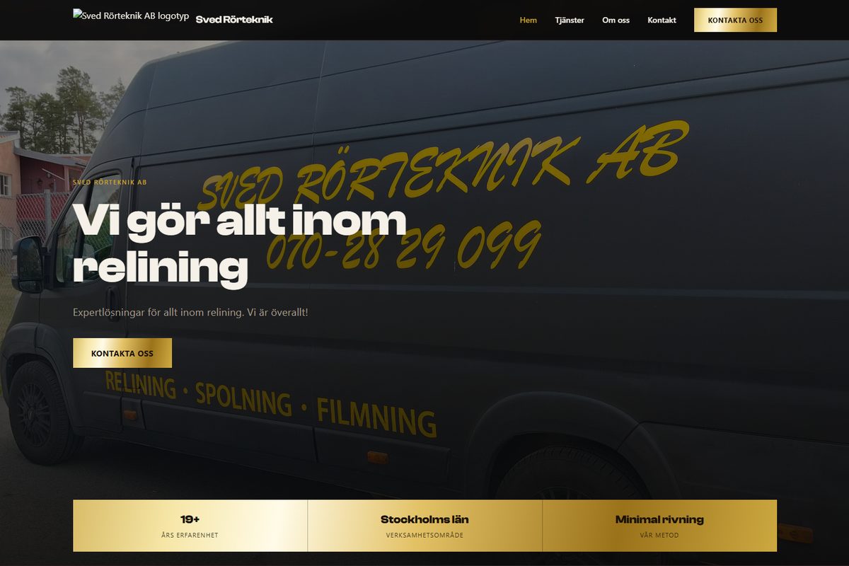 Skärmdump av Sved Rörteknik