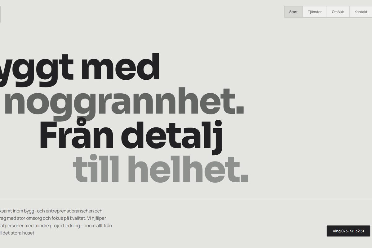 Skärmdump av VKB Bygg